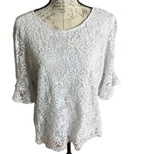 Nanette Lepore white crochet lace blouse size Large